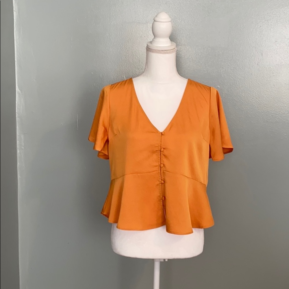 Express Short Sleeve Peplum Shirt Small